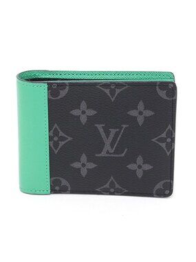 Louis Vuitton Portefeuille Calf Monogram Eclipse Bamboo Green Bifold Wallet